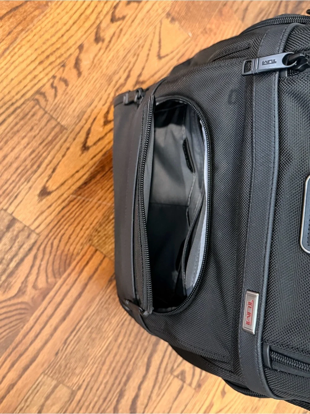 Tumi Black Structured Travel Backpack with Front Organizer Pockets